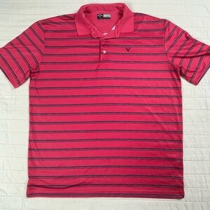 Callaway Dark Pink and Dark Grey Striped Golf Polo Shirt Large m